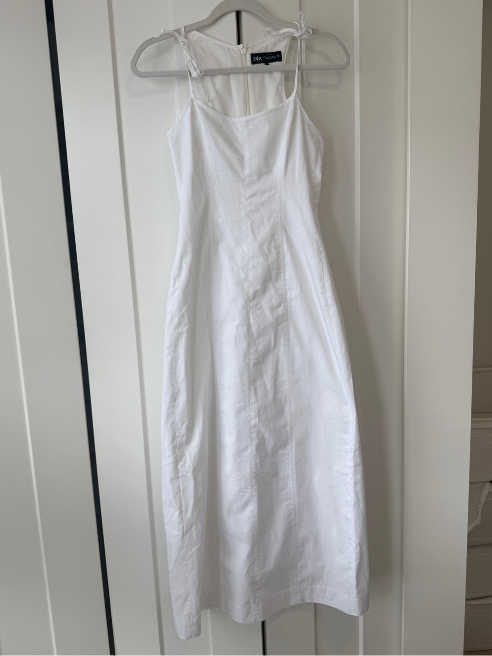 Zara White Tie-Shoulder Maxi Dress